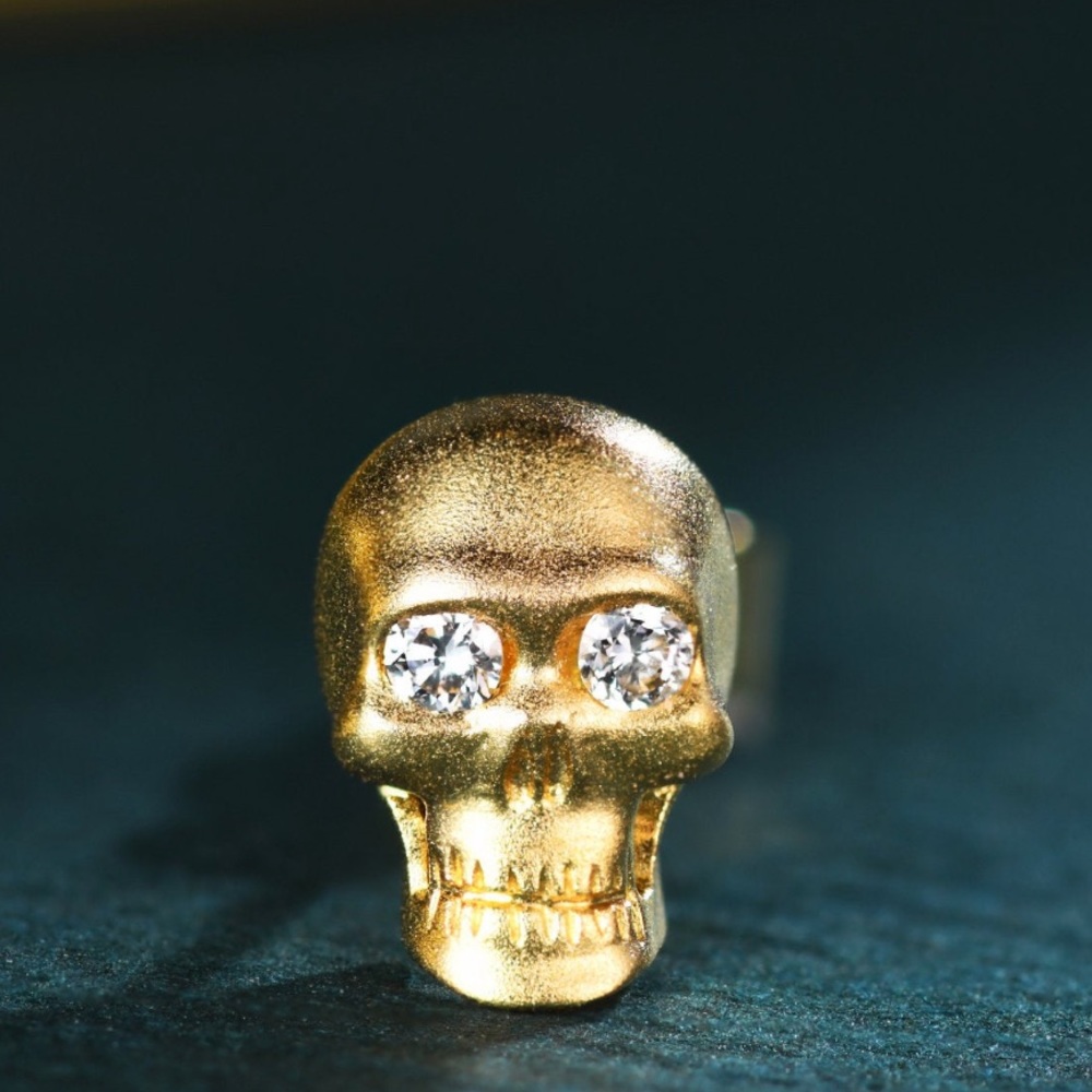 18k yellow gold stud earring - Diamond eyes - new